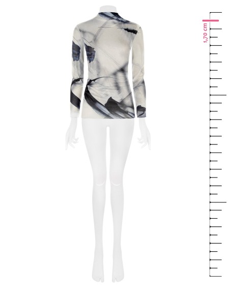 Top gola alta em malha brilhante semitransparente Rinascimento