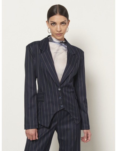 Top de gola alta em malha brilhante semitransparente Rinascimento