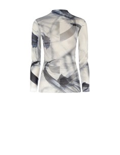 Top de gola alta em malha brilhante semitransparente Rinascimento