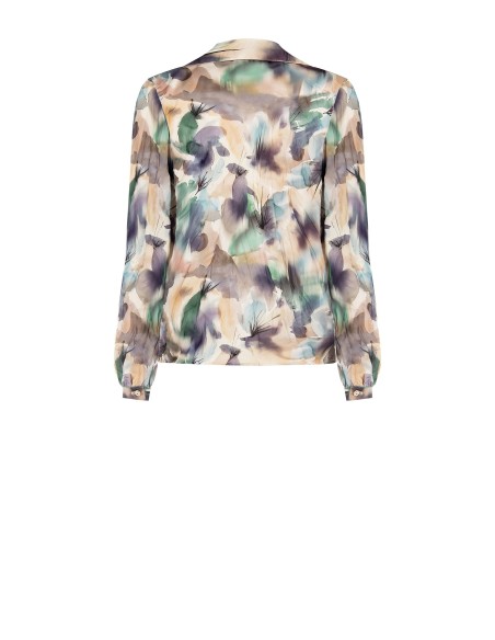 Camisa Sem Botões com Decote em Argola em Cetim com Efeito Amarrotado Rinascimento