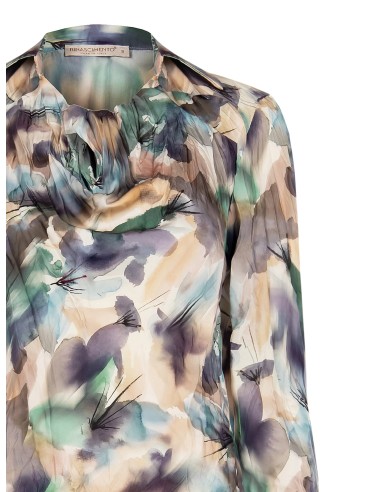 Camisa sem botões com decote em argola em cetim com efeito amassado Rinascimento