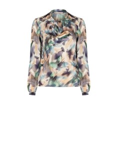 Camisa sem botões com decote em argola em cetim com efeito amassado Rinascimento