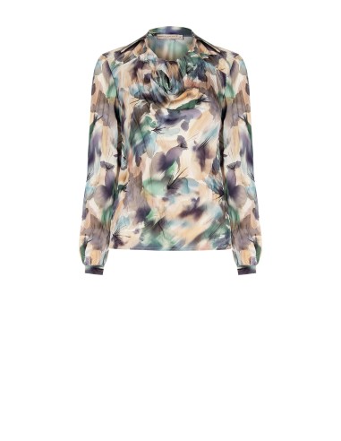 Camisa sem botões com decote em argola em cetim com efeito amassado Rinascimento