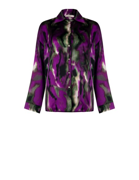 Camisa Ampla E Assimétrica Em Cetim Rinascimento