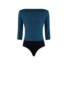 Body em lurex com decote cruzado drapeado e alças Rinascimento 2