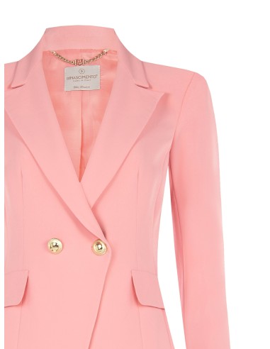 Blazer curto de abotoamento duplo em tecido técnico Rinascimento