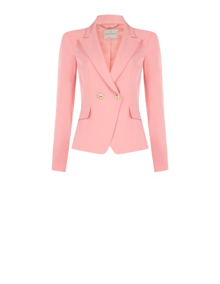 Blazer Curto de Abotoamento Duplo em Tecido Técnico Rinascimento