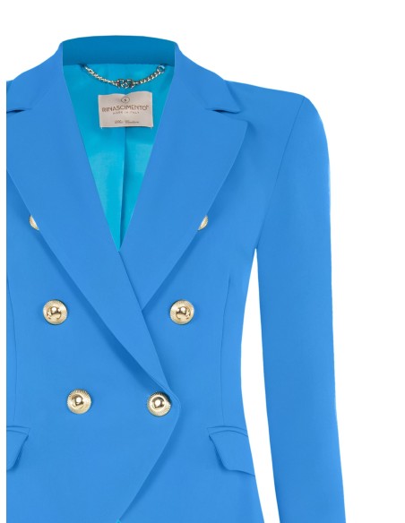 Blazer entalhado de duplo abotoamento em tecido técnico Rinascimento