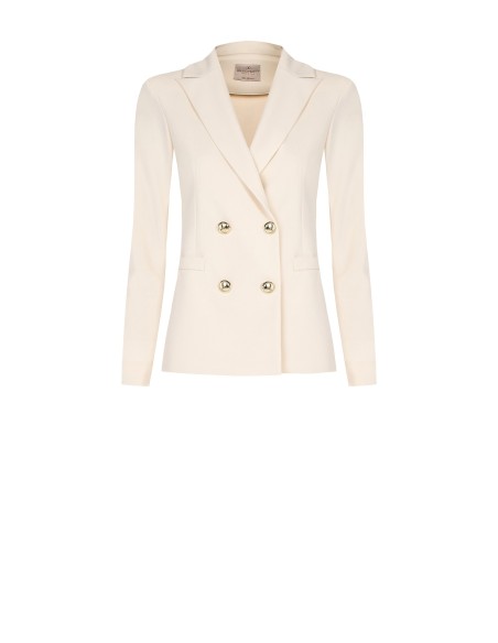 Blazer de duplo peito em scuba crepe Rinascimento