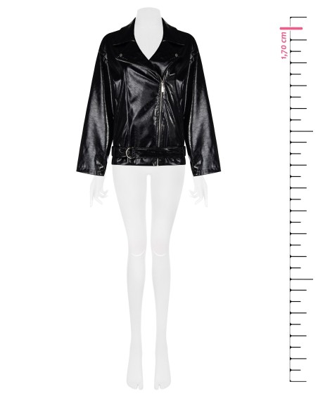 Casaco oversize em pele sintética verniz com cinto coordenado Rinascimento