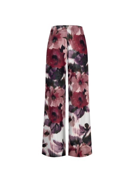 Calças palazzo em cetim com fecho atrás Rinascimento