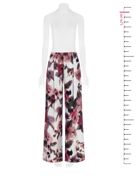 Calças Palazzo De Cetim Com Fecho Atrás Rinascimento