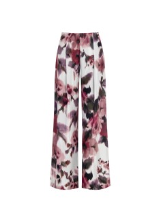 Calças palazzo em cetim com fecho nas costas Rinascimento