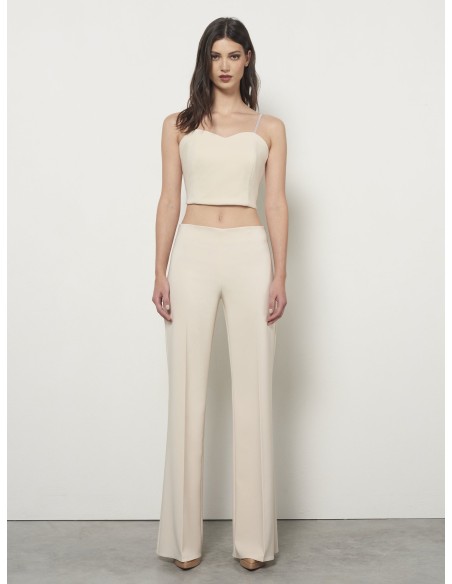 Calças Palazzo em Tecido Técnico com Fecho Lateral Rinascimento