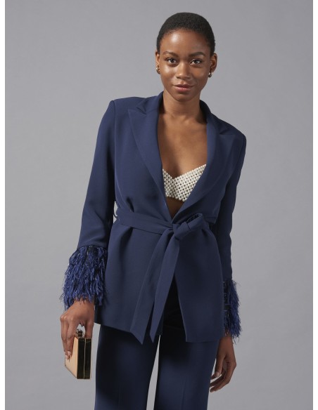 Calças Palazzo em crepe com fecho lateral Rinascimento