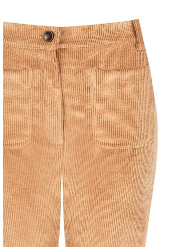 Calças Boca-de-Sino Em Veludo Cotelê Com Bolsos Frontais Rinascimento