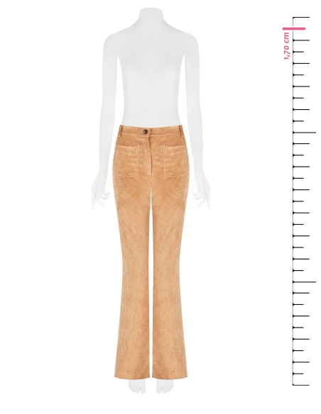 Calças boca de sino em veludo cotelê com bolsos frontais Rinascimento