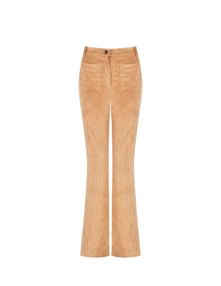 Calças flare em veludo cotelê com bolsos frontais Rinascimento