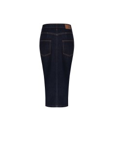 Saia midi tubinho em denim elástico com fenda frontal Rinascimento 2