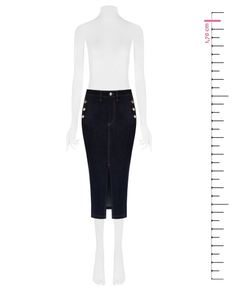 Saia Midi Tubinho Em Ganga Elástica Com Fenda Frontal Rinascimento