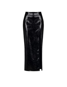 Saia longuete em pele sintética envernizada com fenda profunda Rinascimento