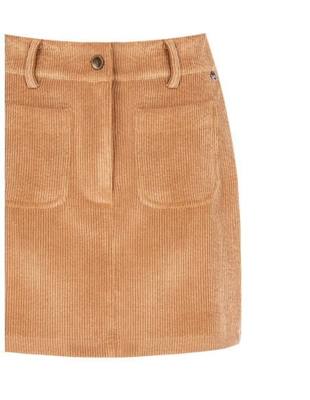 Minissaia Em Veludo Cotelê Com Bolsos Frontais Rinascimento