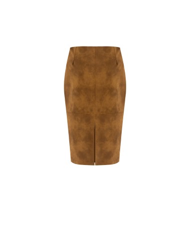 Saia tubinho com efeito camurça e fenda na parte de trás Rinascimento