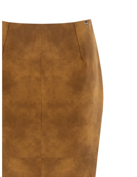 Saia lápis com efeito camurça e fenda na parte de trás Rinascimento