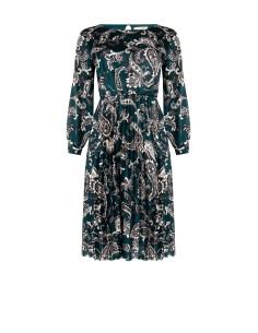 Vestido Curvy com saia circular plissada em cetim Rinascimento Curvy 2