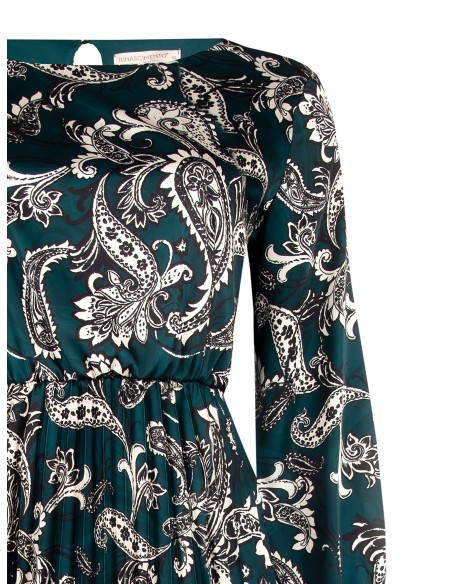 Vestido Curvy a Roda Plissado em Cetim Rinascimento Curvy