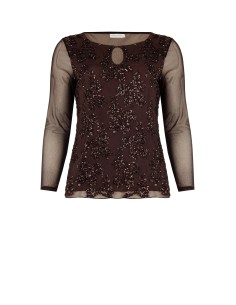 Top Curvy ajustado em tule com motivo floral em lantejoulas Rinascimento Curvy 2