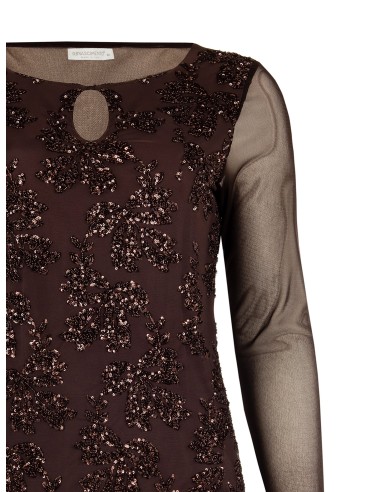 Top Curvy justo em tule com motivo de flores em lantejoulas Rinascimento Curvy