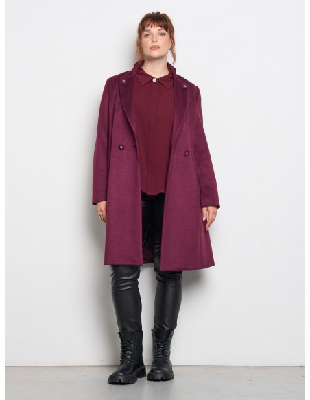 Casaco Curvy de comprimento médio em veludo com botões com logótipo tom sobre tom Rinascimento Curvy