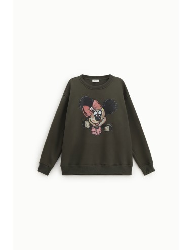 Sweatshirt de Gola Redonda com Estampa de Personagem e Detalhes Canelados Dixie