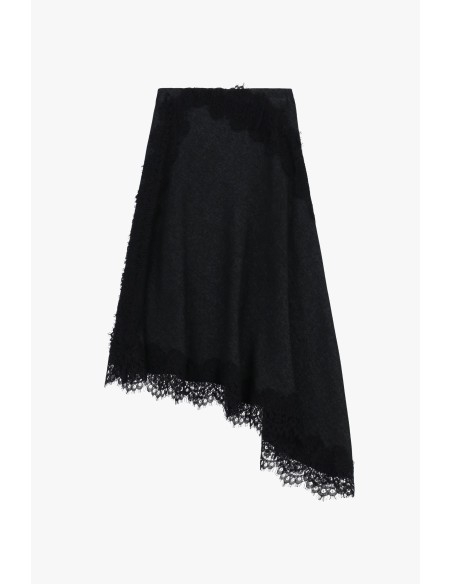 Saia Assimétrica Com Borda Em Renda Dixie