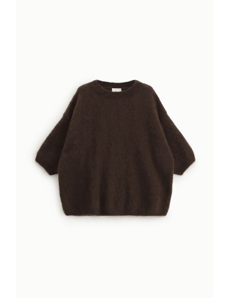 Camisola Oversize Mangas Três-Quartos Decote Redondo Dixie