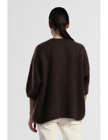 Camisola Oversize Mangas Três-Quartos Decote Redondo Dixie