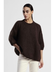 Camisola Oversize Mangas Três Quartos Decote Redondo Dixie