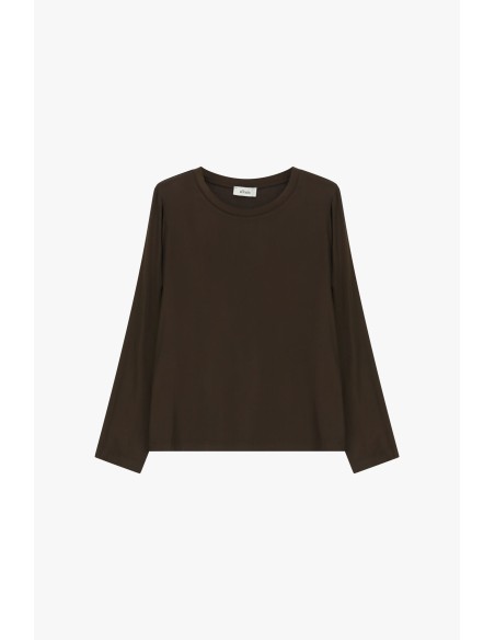 Top de manga comprida com decote redondo Dixie