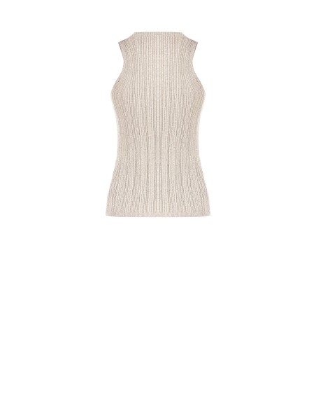 Top justo canelado com fio lurex e recorte em gota Rinascimento