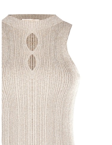 Top justo canelado com fio de lurex e cut-out em gota Rinascimento