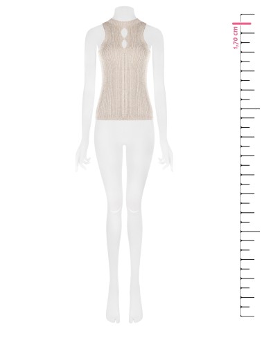 Top justo canelado com fio em lurex e recorte em gota Rinascimento