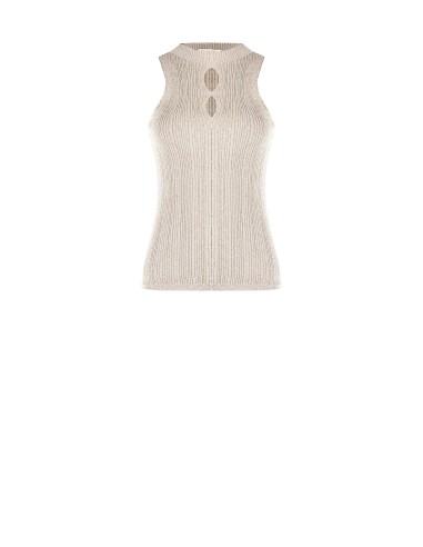 Top justo canelado com fio lurex e recorte em gota Rinascimento