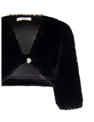 Bolero Cobre-Ombros em Pele Sintética e Botão Joia Rinascimento