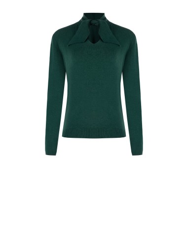 Camisola Com Pequeno Decote Em V E Laço Rinascimento