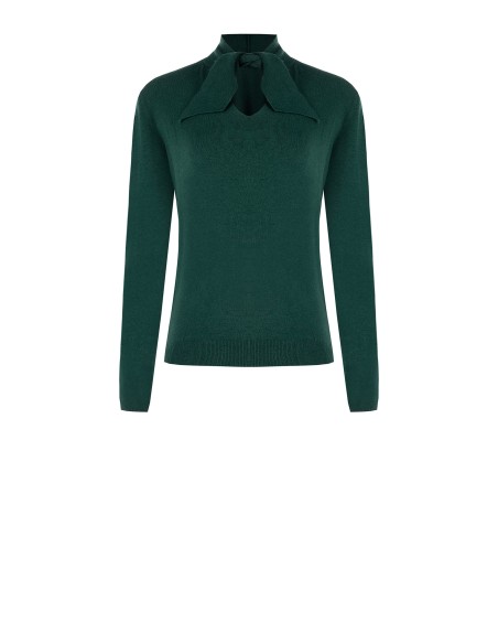 Camisola Com Pequeno Decote Em V E Laço Rinascimento