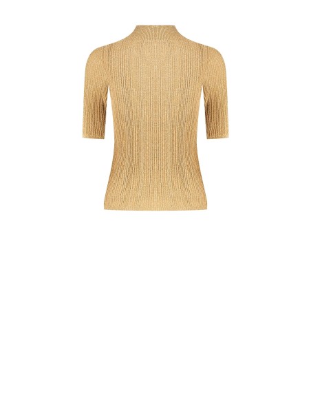 Top de gola alta canelado com fio em lurex Rinascimento