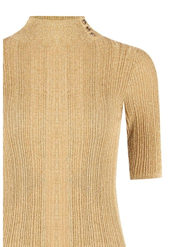 Top de gola alta canelado com fio em lurex Rinascimento