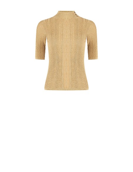 Top gola alta canelado em fio de lurex Rinascimento