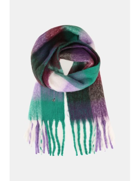 Cachecol xadrez com franjas e detalhes coloridos Dixie